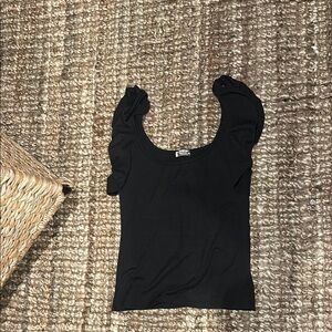 Intimately Free People Black Ruffle Hem Tank